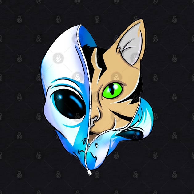 Blue Extra-terrestrial Feline Space Alien Cat by Trendy Black Sheep